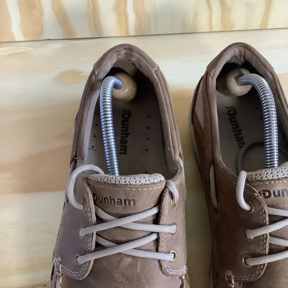 Dunham Captain MCN410TN Mens Tan Leather Mesh Boat Shoes Size 10 6E Extra Wide